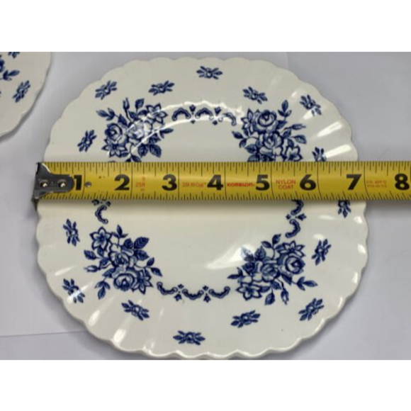 Vintage English Staffordshire Dessert Plates 4 Classic Blue White "Chatsworth" - Picture 6 of 11